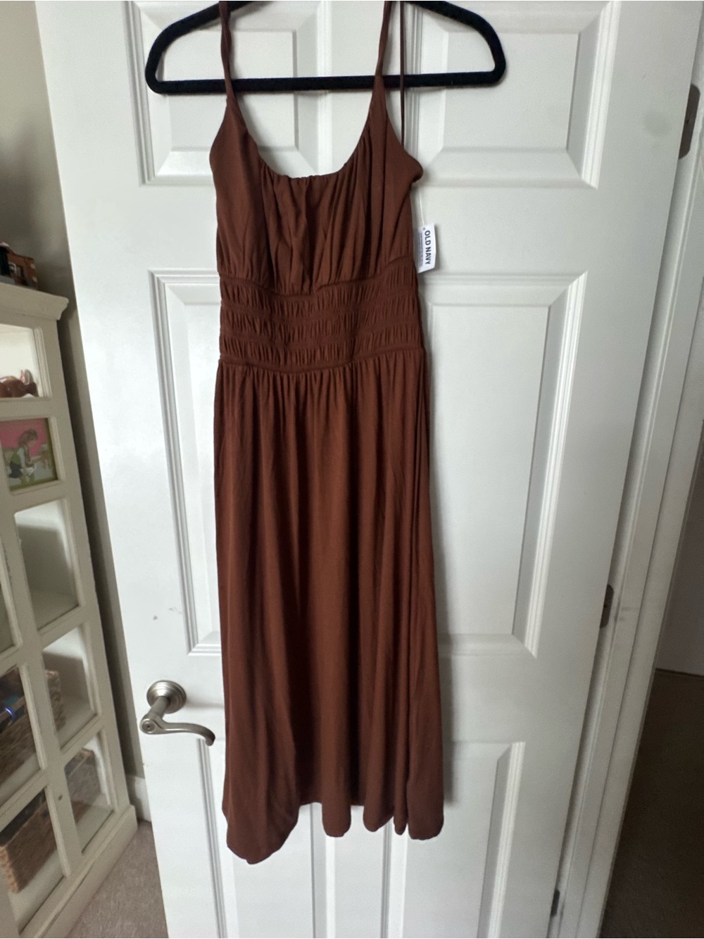 Brown Sleeveless Smocked Waist Maxi Dress